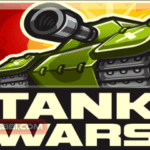 Image of Retro-style green tank poised for action, title "Tank Wars" in bold arcade font.