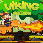 Image of a fearless Viking soaring atop his dragon, breathing fire into the skies.