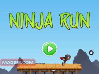 Image of a dynamic ninja leaping forward against a backdrop of "Ninja Run" text, ready to conquer obstacles in this thrilling online game.
