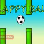Image of a soccer ball defying gravity, suspended mid-air, poised for an adventurous journey through a maze of obstacles in the whimsical world of "Flappy Ball" unblocked..