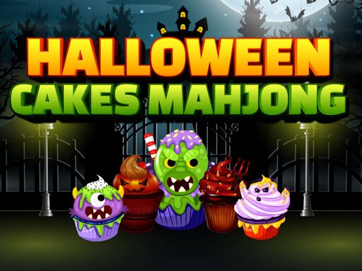 Image of Halloween Cakes Mahjong: spooky creatures and a graveyard setting with the game title in eerie font.