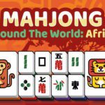 Image of Mahjong tiles featuring two tiles adorned with beautifully drawn African animals.
