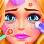 Image of a blonde girl enjoying a spa day makeover with facial makeup in Makeover Salon Girl Games: Spa Day Makeup Artist.