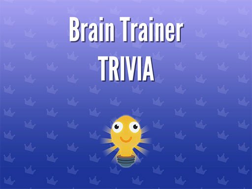 Image of a bright lightbulb on a blue background with the text "Brain Trainer Trivia" above.