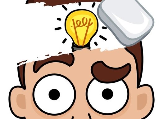 Image of a puzzled man with a glowing light bulb for a head, about to flicker out. Is this a sign he needs a brain break? Play Erase One Part and rekindle your mental spark!