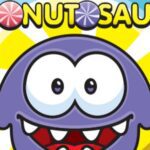 Image of the adorable purple Donutosaur enjoying a lush green scenery in Donutosaur game.