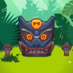 Image of a captivating tribal statue embraced by the untamed beauty of nature, representing the essence of the Tribal Zuma game.