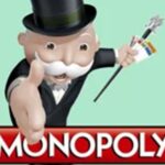 Image of the iconic Monopoly game featuring the classic mascot, Mr. Monopoly, extending a welcoming hand. The bold red "Monopoly" logo is displayed prominently below him, set against a light green background.
