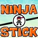 Image of a nimble ninja with a slender, elongated stick in the background.
