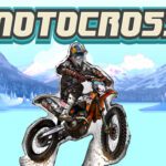 Image of a daredevil motocross pilot soaring through the snowy trails on his high-flying motocross bike, embracing the thrill of the ride.