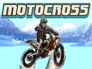 Image of a daredevil motocross pilot soaring through the snowy trails on his high-flying motocross bike, embracing the thrill of the ride.