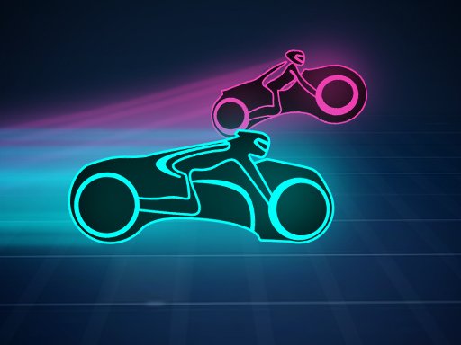 Image of two neon bike racers engaged in a pulsating digital race, capturing the electrifying essence of Neon Slither Sim gameplay.