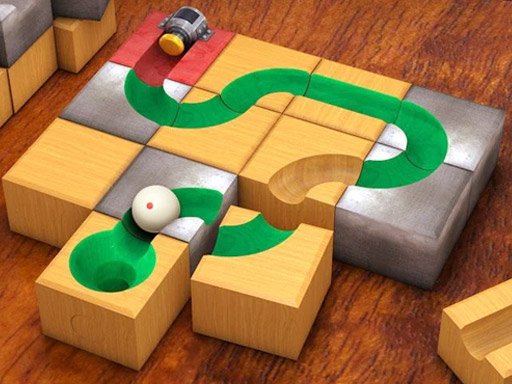Image of the captivating Unblock The Ball game featuring a rolling ball navigating through intricate tile channels. Experience the thrill of puzzle-solving!