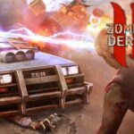 Image of a zombie showdown in front of a fortified car in Zombie Derby 2022.