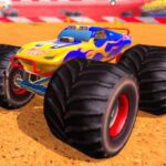 Image of an adrenaline-fueled flaming monster truck, poised and ready to conquer the thrilling race in Monster Truck Offroad Stunts game.