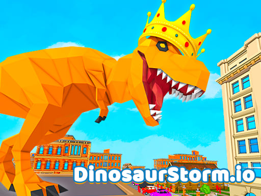 Image of a majestic T-rex, adorned with a crown, unleashing a powerful roar amidst a bustling cityscape.