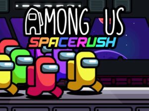 Image of a captivating group of Among Us characters embarking on a thrilling Space Rush adventure. Get ready to join the cosmic chaos!