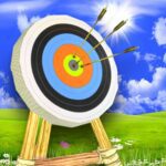 Image of a training target on the grass, ready to be hit with precision in the Archer Master game.