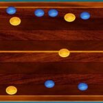 Vibrant gameplay on the virtual wooden board of Board Soccer 2023, showcasing thrilling soccer action.