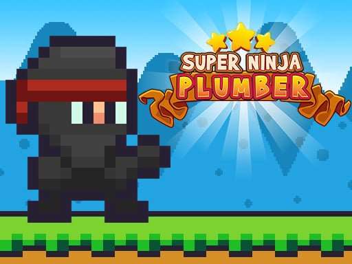 Image of a spirited pixelated Ninja Plumber, armed with wrenches of justice, diving headfirst into a vibrant and nostalgic arcade platform game world.