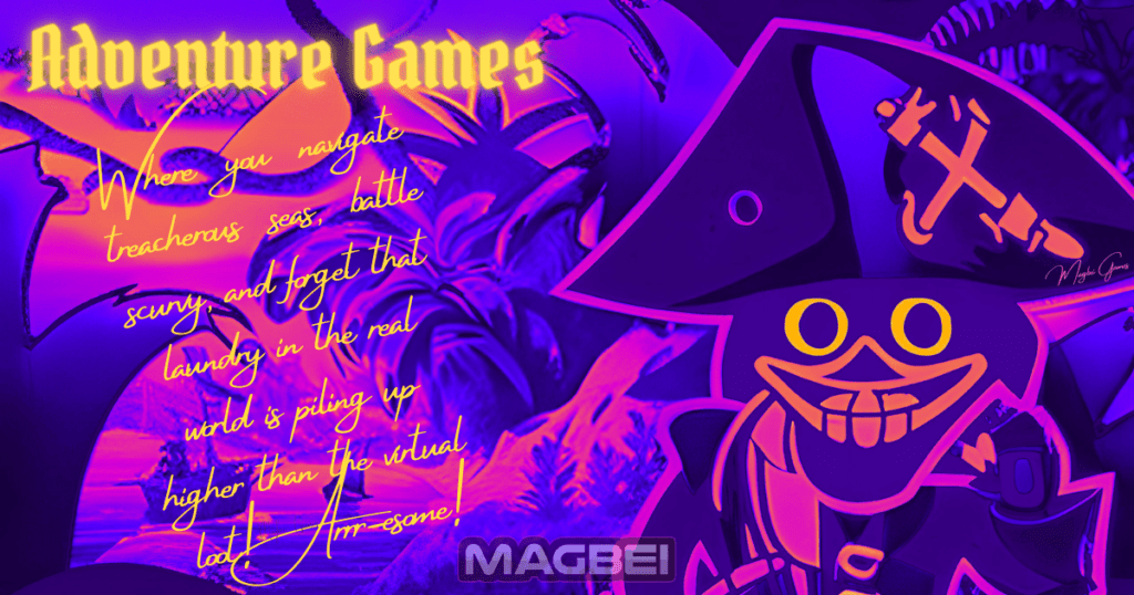 Image of a mesmerizing neon-lit Skeletor pirate, positioned against a backdrop of enchanting tropical scenery with offshore vessels. This captivating image perfectly sets the stage for the article's introductory section, "The Ultimate Guide to Online Adventure Games: Escape Reality and Explore New Worlds." Immerse yourself in vibrant virtual realms and embark on thrilling adventures that defy reality. With hints of purple accentuating the scene, prepare to be transported to magical landscapes and uncover hidden treasures. Unleash your inner explorer and dive into the captivating world of online adventure games today!