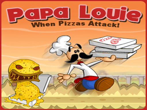 Image of Papa Louie, the master pizza chef, skillfully juggling three pizza boxes in a hurry, showcasing his culinary expertise and fast-paced adventures.