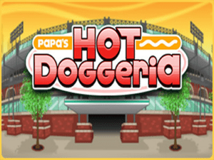 Image of a sizzling hot dog masterpiece, perfectly grilled and loaded with mouthwatering toppings at Papa's Hot Doggeria game.