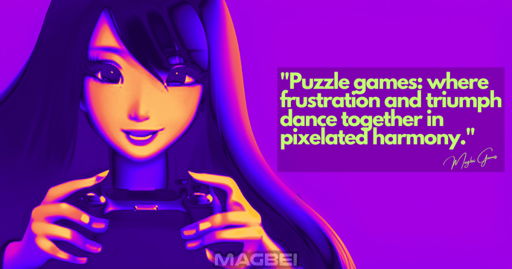 
Image of a cheerful Japanese girl immersed in an online puzzle game, experiencing the rollercoaster of frustration and triumph in perfect pixelated harmony. Relevant to the "Conclusions" section on puzzle games online.