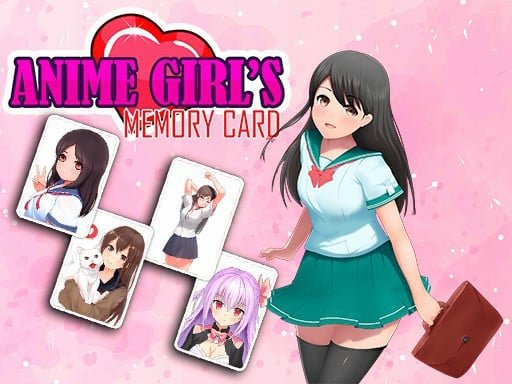 Image of a young Japanese woman surrounded by cards featuring other vibrant young women, capturing the essence of ANIME GIRLS MEMORY CARD game's allure and excitement.