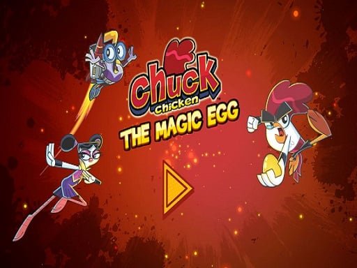 Image of Chuck Chicken bravely facing off against a horde of enemies on a fiery red battlefield.