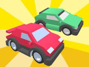 Image of two vibrant vehicles, one in fiery red and the other in lush green, embodying the playful spirit of Parking Lot Jam game.