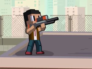 Image of a Rooftop Shooter poised for an intense rooftop battle against a rival player.