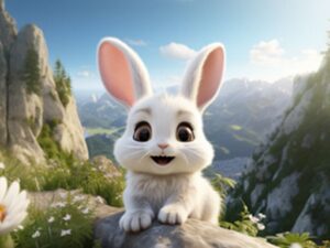 Image of an adorable rabbit exploring the vibrant forest environment in Forest Survival Simulator: Animal Evolution.