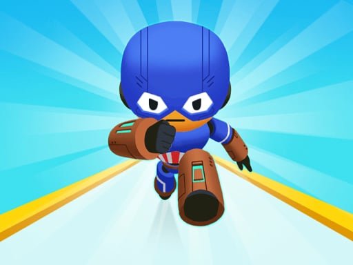 Image of Robo sprinting at lightning speed through a futuristic 3D world.