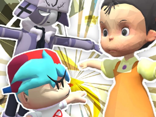 Image of FNF: Red Light, Green Light mashup with iconic Squid Games and beloved FNF characters.