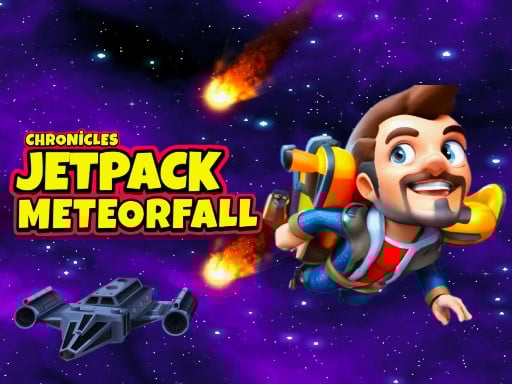 Image of intrepid Jetpack adventurer soaring through space, skillfully dodging a meteor shower.