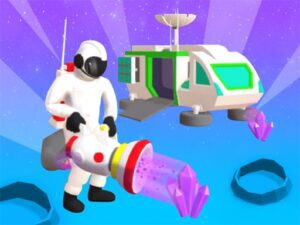 Image of a brave explorer harvesting Martian crystals on the rust-red soil.