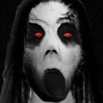 Image of eerie and menacing Slendrina's face, ready to haunt your nightmares.