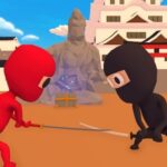 Image of nimble stickman ninjas engaged in fierce combat.