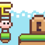 Image of a pixel-perfect character exploring a retro pixelated universe in Cube Adventure game.