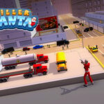Image of Santa as a street-smart cop, geared up for festive action in the digital realm of Killer Santa online.
