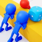 Image of lively game characters engaged in a dice-pushing frenzy, showcasing the dynamic and strategic gameplay of Dice Push 3D.