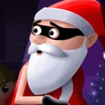 Image of a mischievous Santa Claus donning a sly thief's eye mask for a festive twist in Santa or Thief? online game.