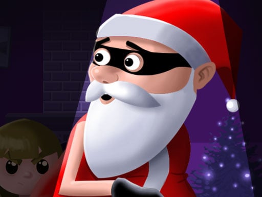 Image of a mischievous Santa Claus donning a sly thief's eye mask for a festive twist in Santa or Thief? online game.