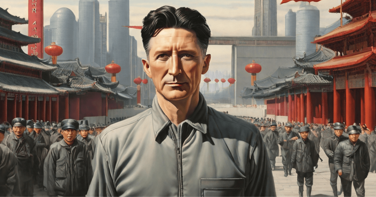 Image of a dystopian cover with a Chinese version of George Orwell's 1984 book