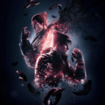 Image of Tekken 8's striking cover art, featuring Jin Kazama and Kazuya Mishima locked in a fierce showdown, their faces contorted in intense battle cries. The background is awash in a vibrant red hue, symbolizing the fiery rivalry that has consumed the Mishima family for generations.