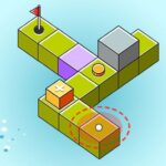 Image of a Golf Tour level filled with obstacles, including magical blocks and a determined golfer.