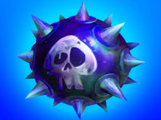 Image of a grumpy sea mine washed up on the beach, looking ready to spoil someone's day.