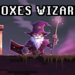 Image of the Boxes Wizard: a pixel art wizard in a simple robe, holding a wooden staff, ready to teleport and solve box-shifting puzzles.