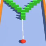 Image of a tense domino showdown! A bright red ball hovers precariously at the edge of the screen, ready to trigger a thrilling chain reaction of colorful dominoes.